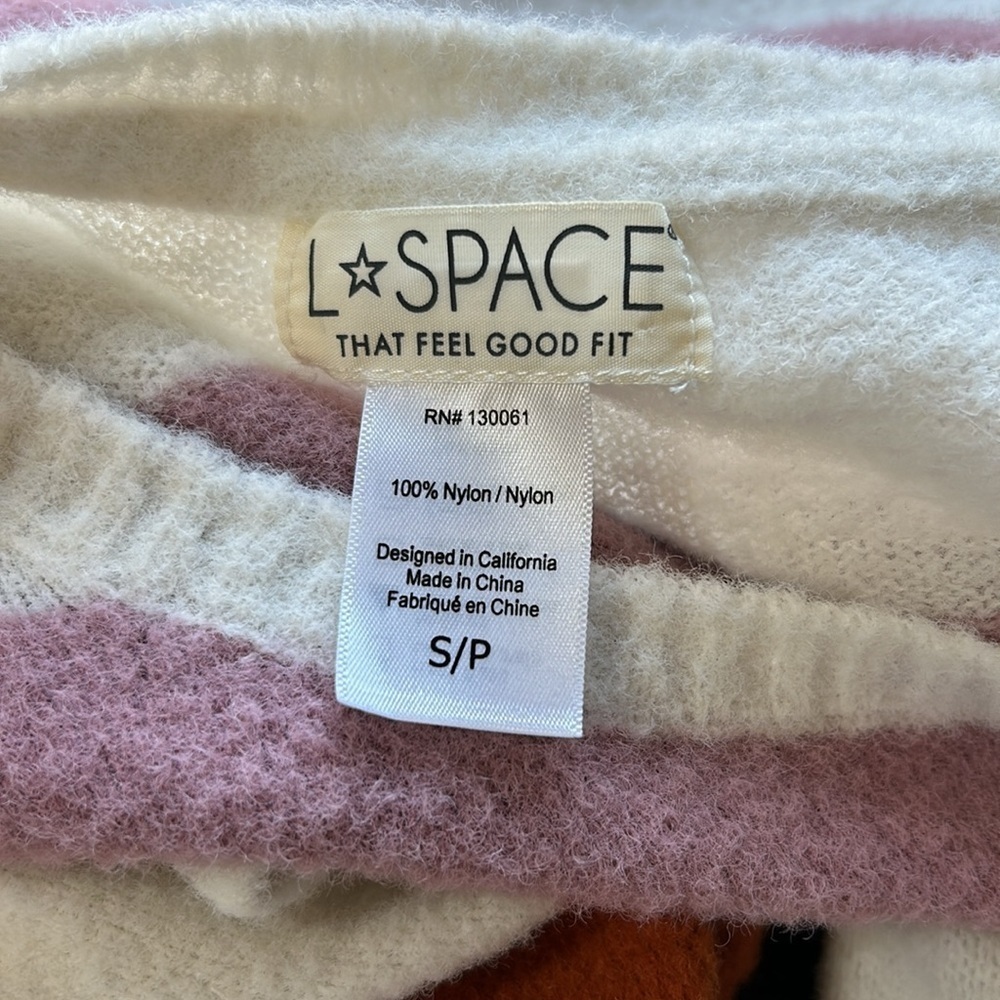 L Space Striped Sequoia Sweater Womens Balloon Sleeves Soft Pastel Sz S - Picture 8 of 10
